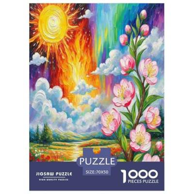 Pfirsichblüte Puzzle 1000 Teile Schwer Puzzle Spielzeug Pädagogisches Spiel Impossible Herausforderungsspielzeug Für Erwachsene Und Kinder Ab 14 Jahren 70x50cm/1000pcs von ChengzeTCo
